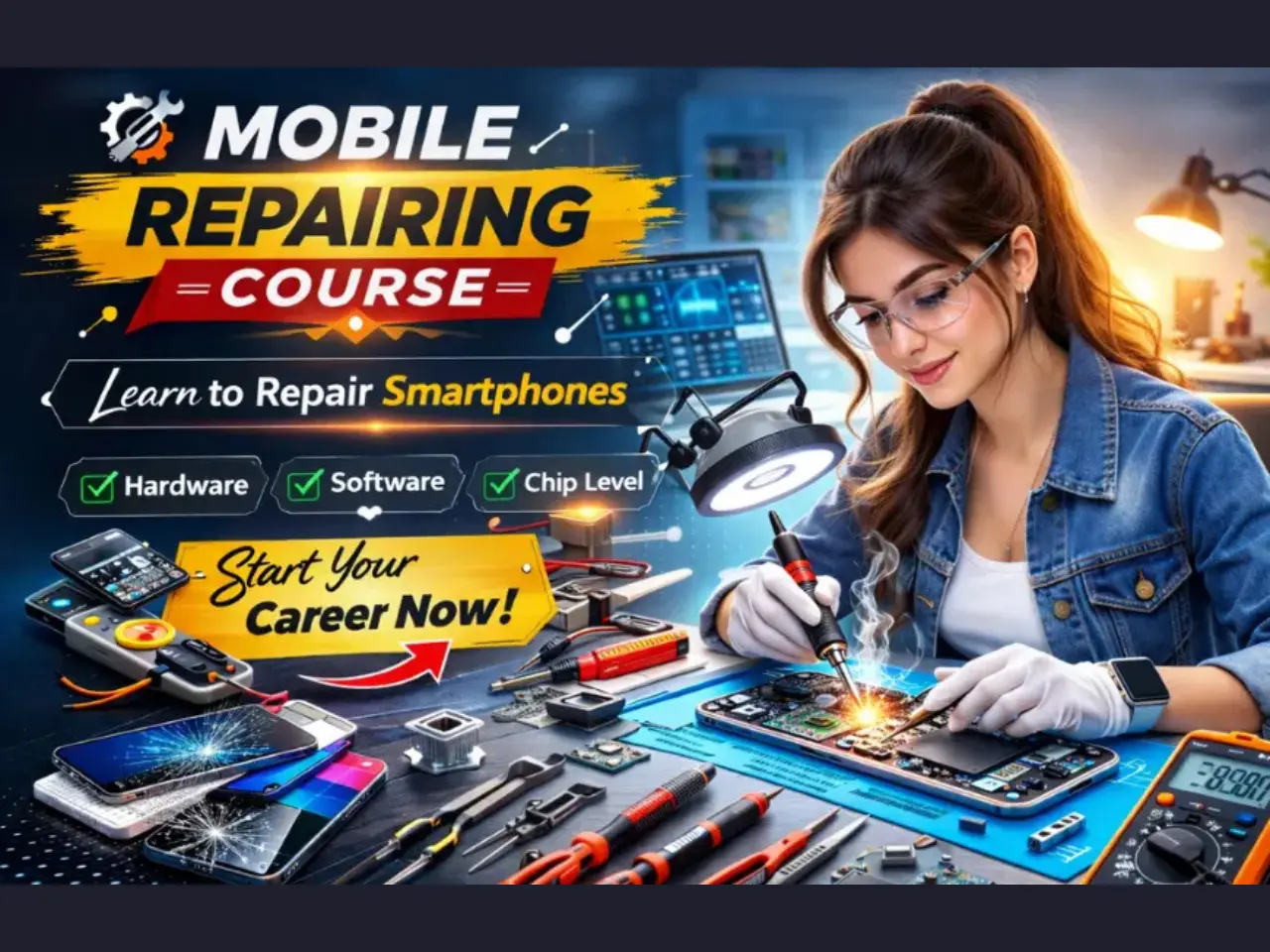 Mobile repairing course practical lab training for Android and iPhone devices